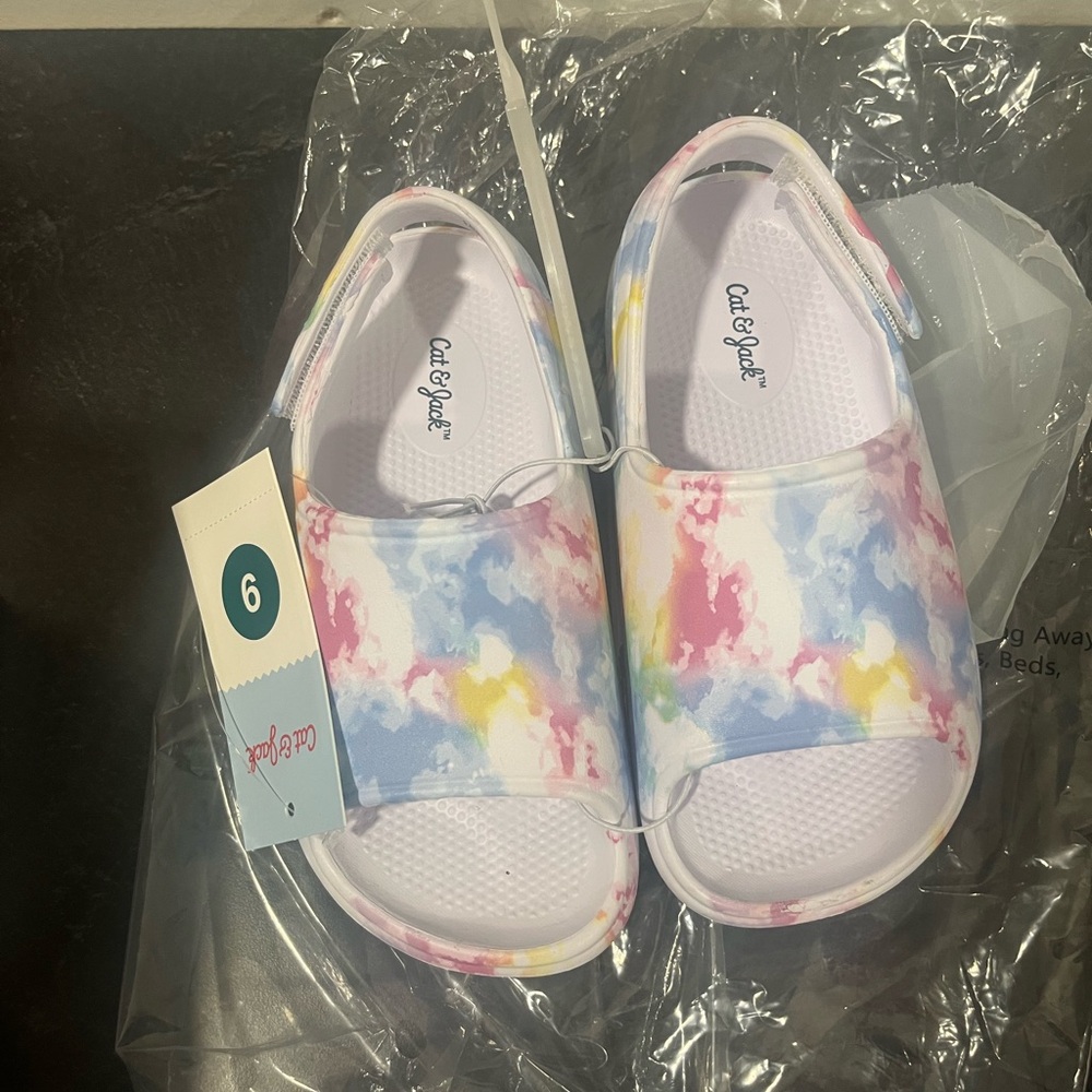 Target Cat & Jack Kids' Tie-Dye Slide Sandals - Pink, Blue, Yellow